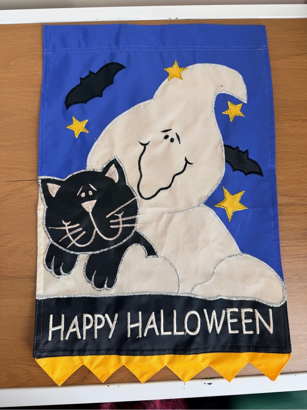 Vintage Halloween Garden Flag Embroidered